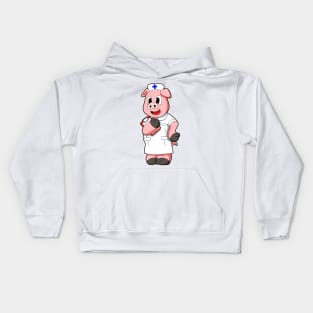 Pig as Nurse with Smock Kids Hoodie